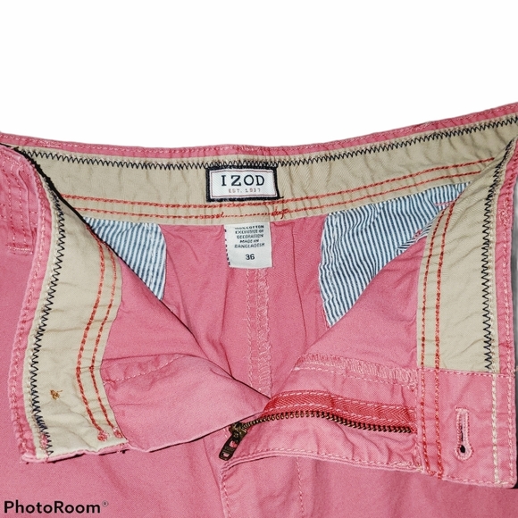 Izod Men's Cargo Shorts Pink or Coral Color 471 - Picture 3 of 4
